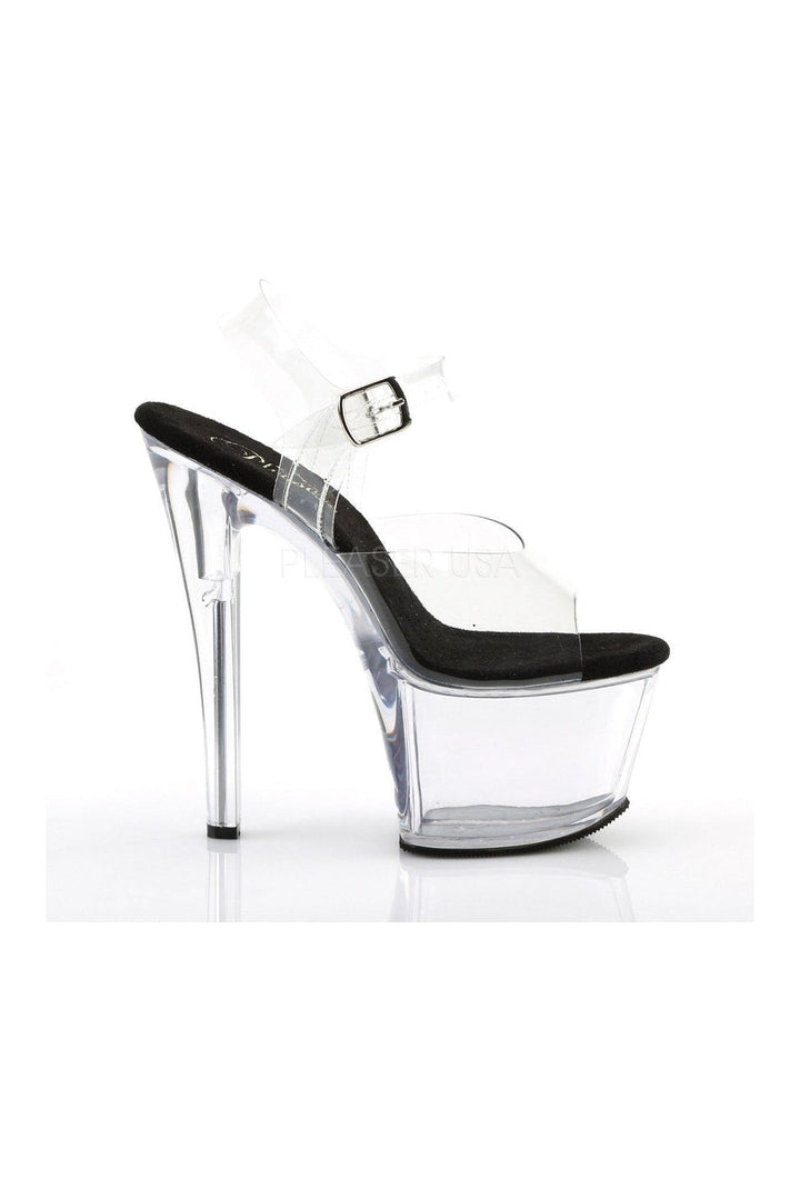 SKY-308 Platform Sandal | Black Vinyl-Pleaser-Sandals-SEXYSHOES.COM