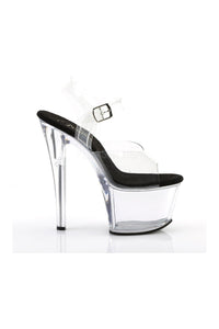 Pleaser SKY-308 Platform Sandal in Black Vinyl