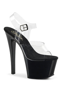 Pleaser SKY-308 Platform Sandal in Black Vinyl from SexyShoes.com