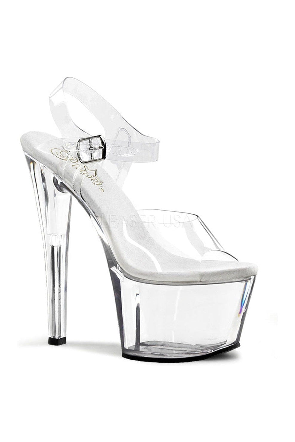 Pleaser SKY-308 Platform Sandal in Clear Vinyl from SexyShoes.com