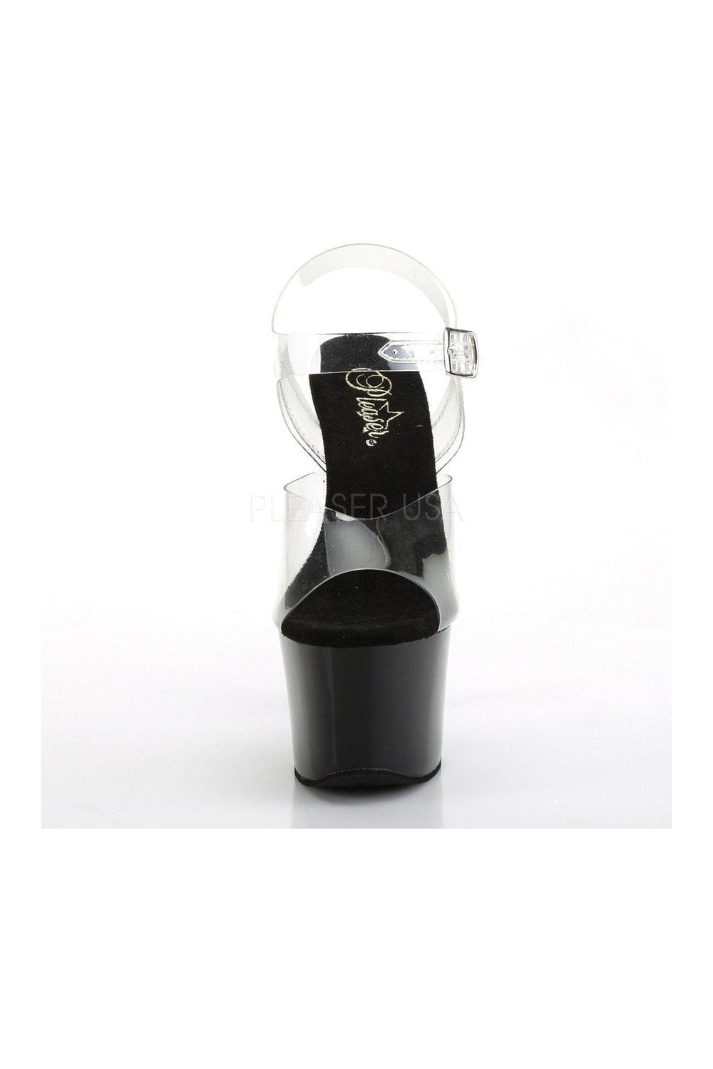 SKY-308CRS Platform Sandals | Black Vinyl-Pleaser-Sandals-SEXYSHOES.COM