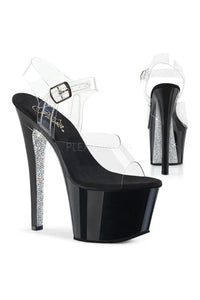 Pleaser SKY-308CRS Platform Sandals in Black Vinyl from SexyShoes.com