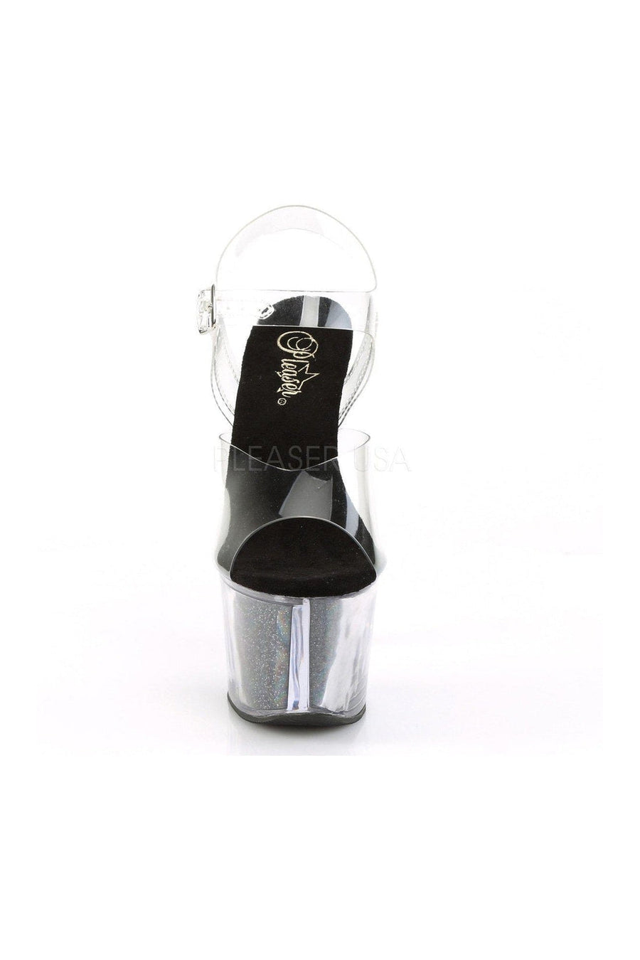 Pleaser SKY-308G-T Platform Sandal in Black Vinyl