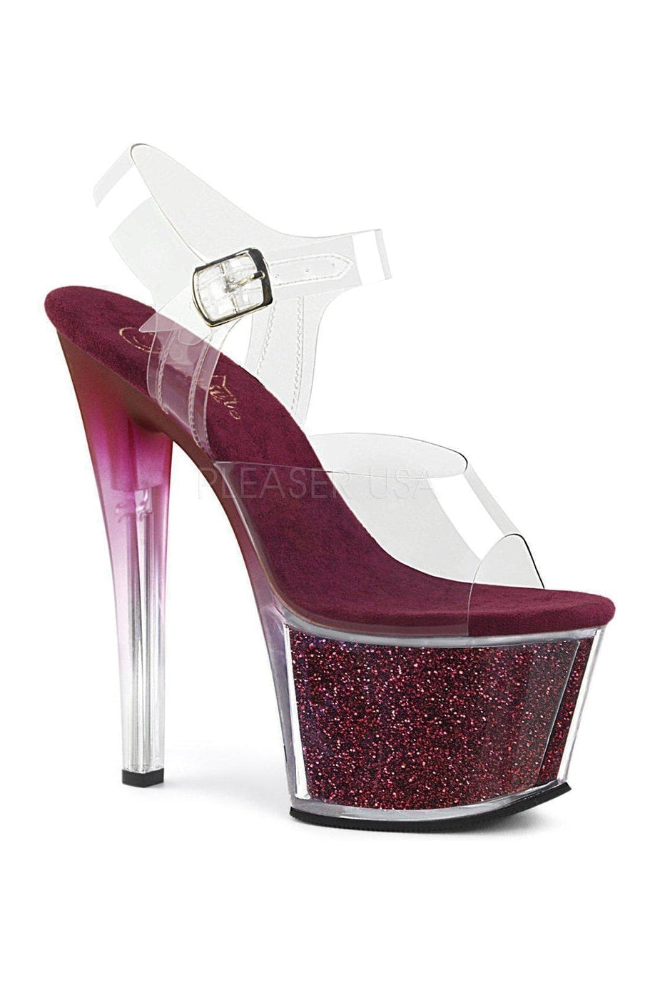 SKY-308G-T Platform Sandal | Clear Vinyl-Pleaser-SEXYSHOES.COM