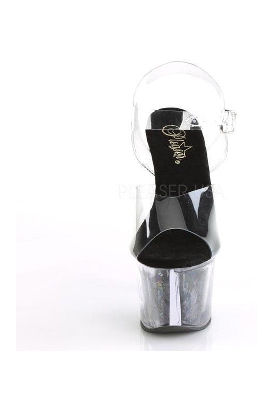 Pleaser SKY-308GF Platform Sandal in Black Vinyl