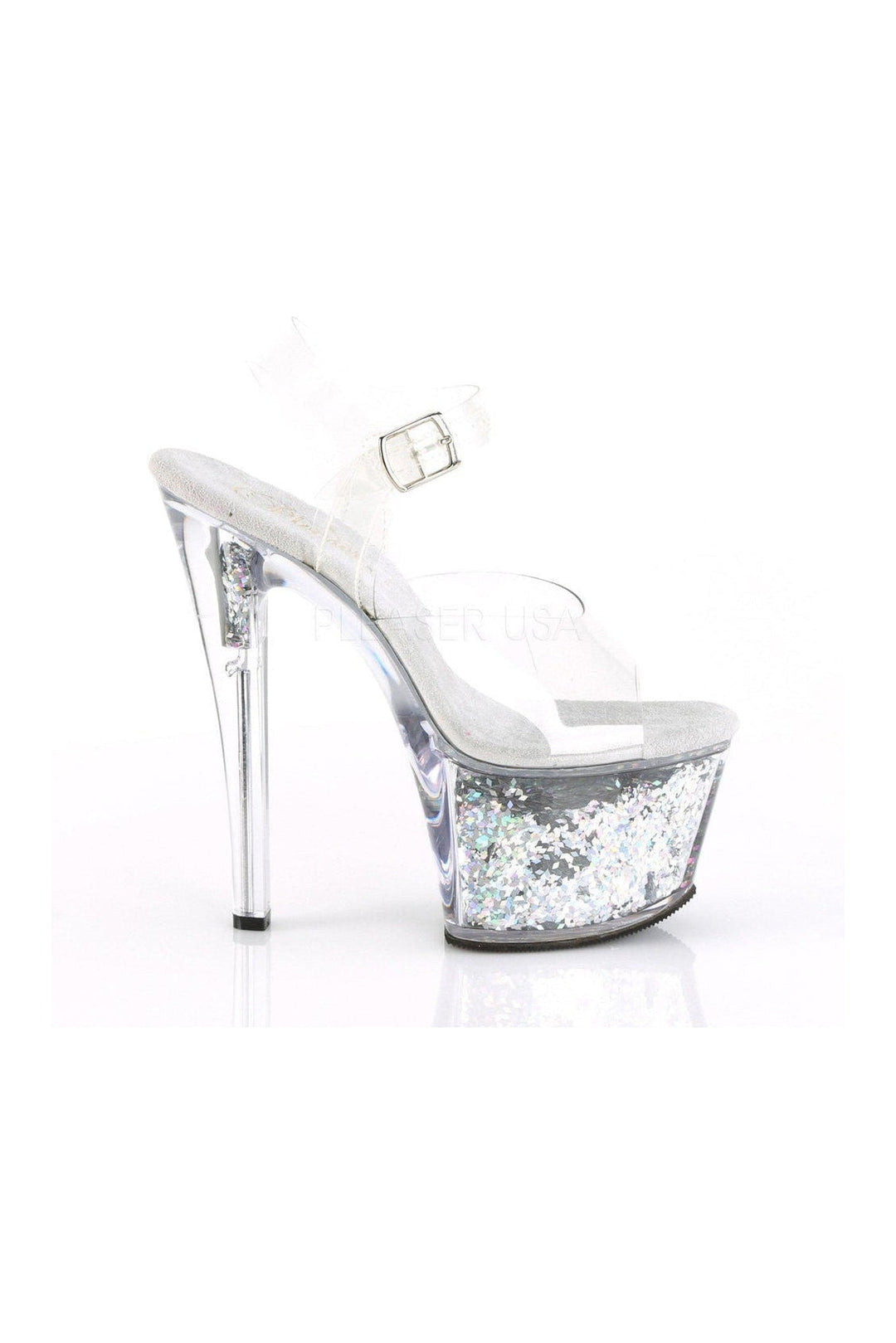 Pleaser SKY-308GF Platform Sandal in Clear Vinyl