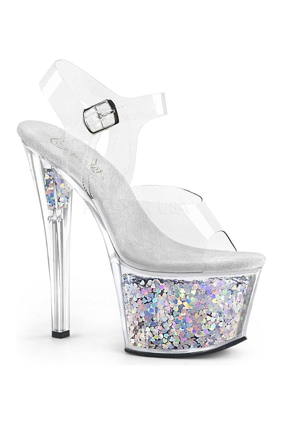 Pleaser SKY-308GF Platform Sandal in Clear Vinyl from SexyShoes.com