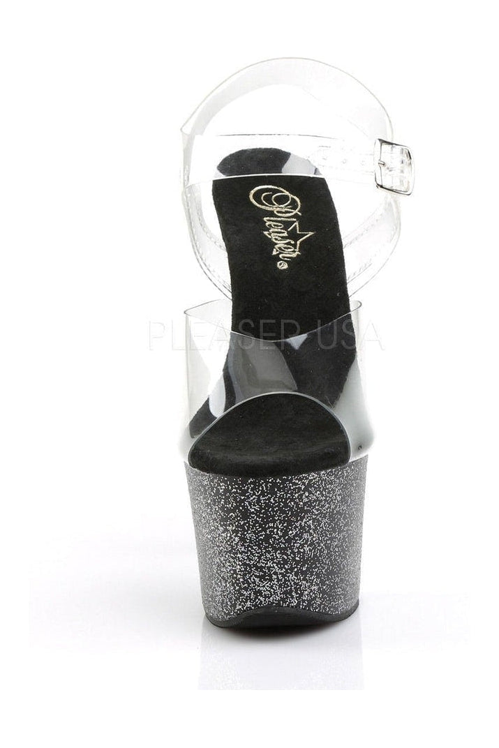 Pleaser SKY-308MG Platform Sandal in Black Vinyl