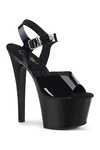 Pleaser SKY-308N Platform Sandal in Black Faux Leather from SexyShoes.com