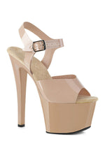 SKY-308N Platform Sandal | Nude Faux Leather