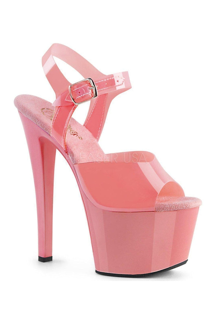SKY-308N Platform Sandal | Pink Faux Leather-Pleaser-SEXYSHOES.COM