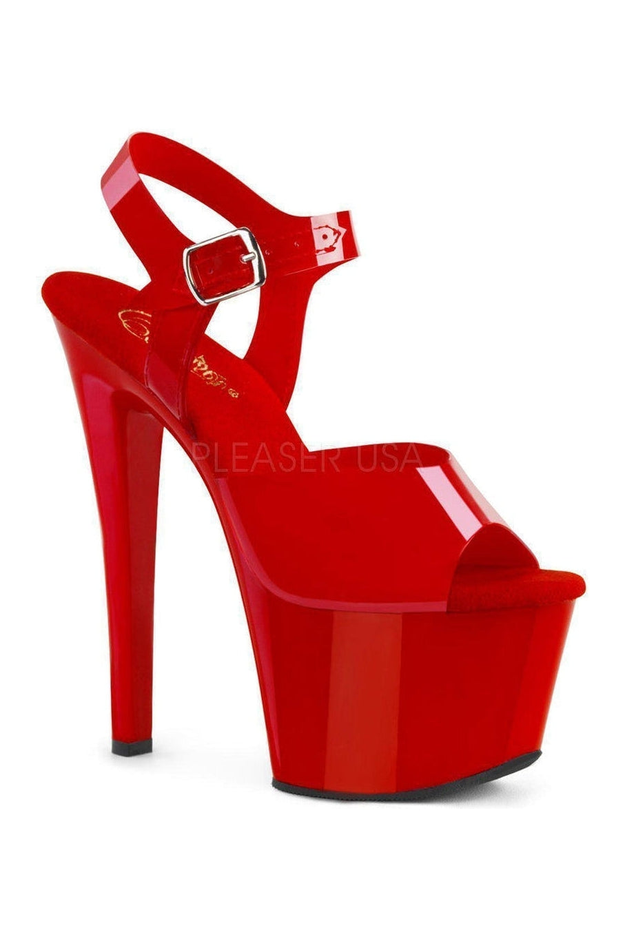 SKY-308N Platform Sandal | Red Faux Leather-Pleaser-SEXYSHOES.COM