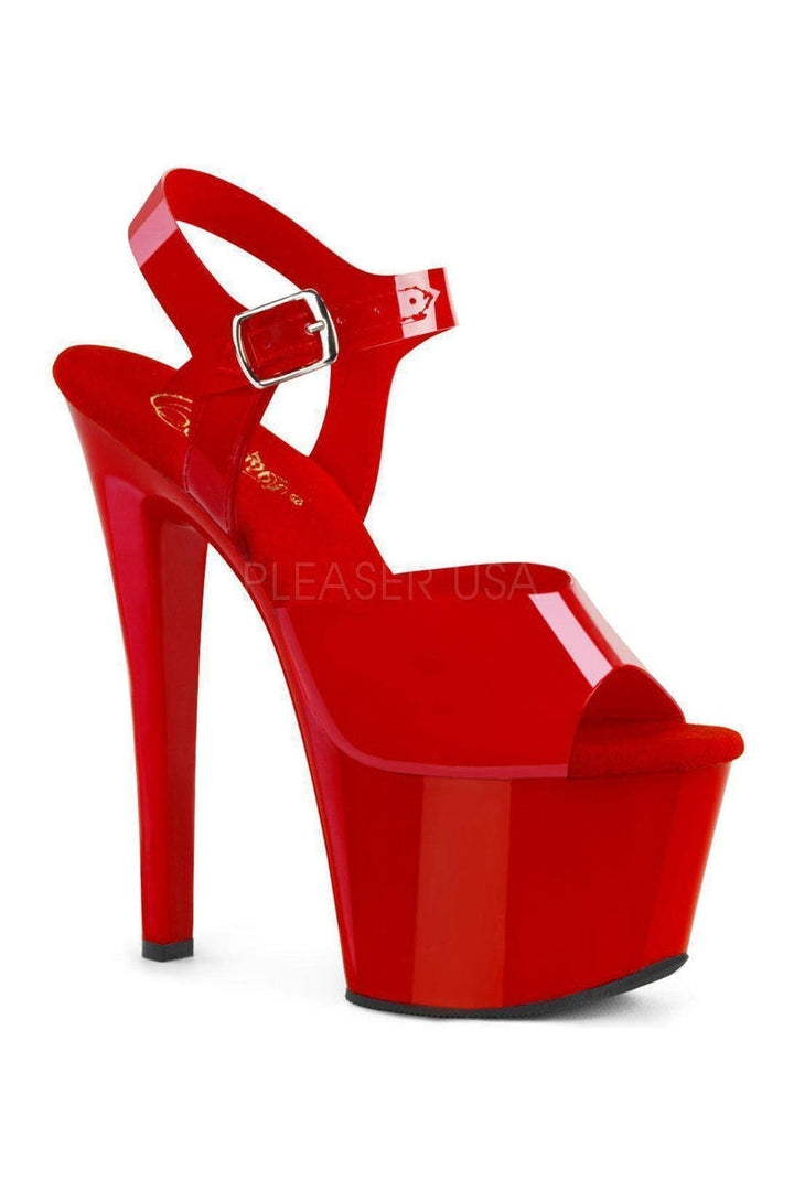 SKY-308N Platform Sandal | Red Faux Leather-Pleaser-SEXYSHOES.COM