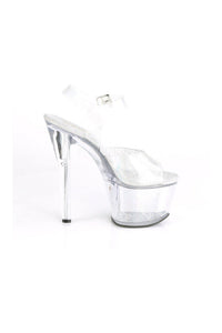 Pleaser SKY-308N Exotic Platform Sandal in Silver Faux Leather