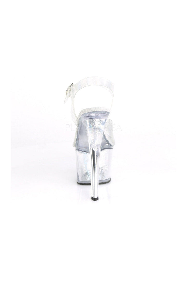 SKY-308N Stripper Platform Sandal | Silver Faux Leather-Pleaser-SEXYSHOES.COM