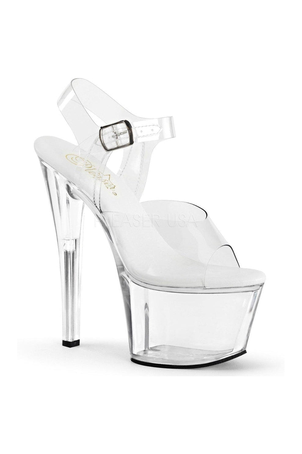 Pleaser SKY-308VL Platform Sandal in Clear Vinyl from SexyShoes.com