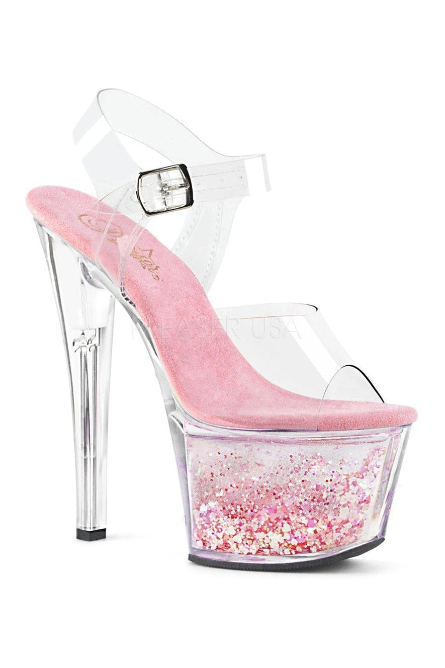 SKY-308WHG Platform Sandal | Clear Vinyl-Pleaser-SEXYSHOES.COM