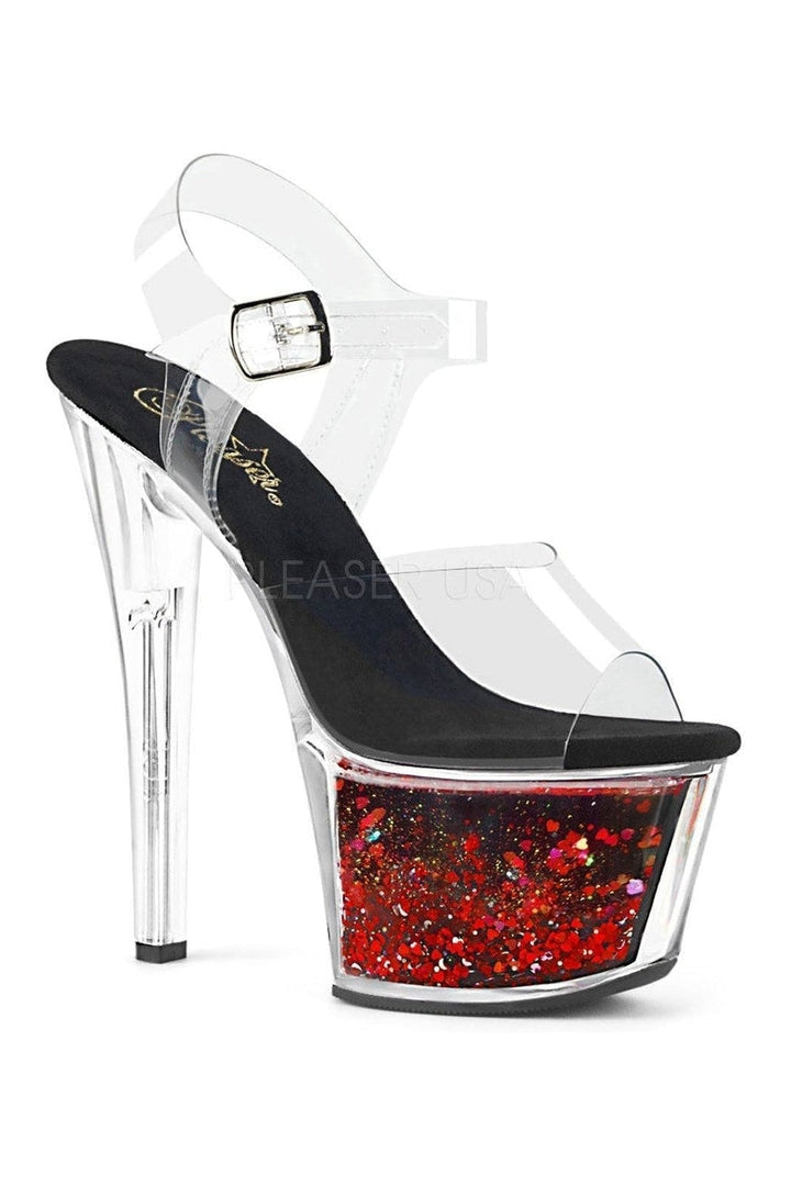 SKY-308WHG Stripper Platform Sandal | Clear Vinyl-Pleaser-SEXYSHOES.COM