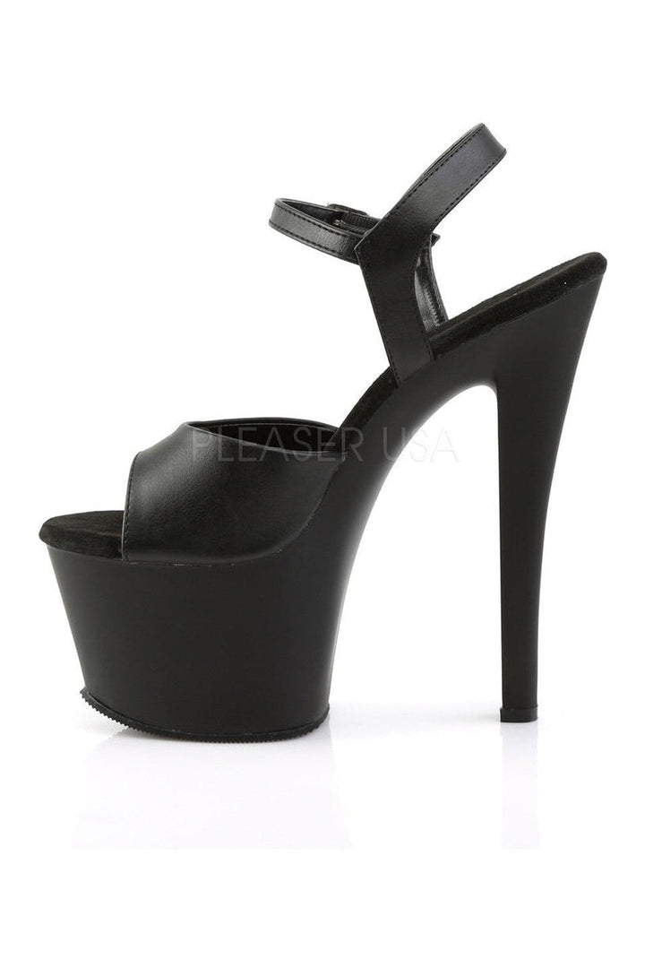 SKY-309 Platform Sandal | Black Faux Leather-Pleaser-Sandals-SEXYSHOES.COM