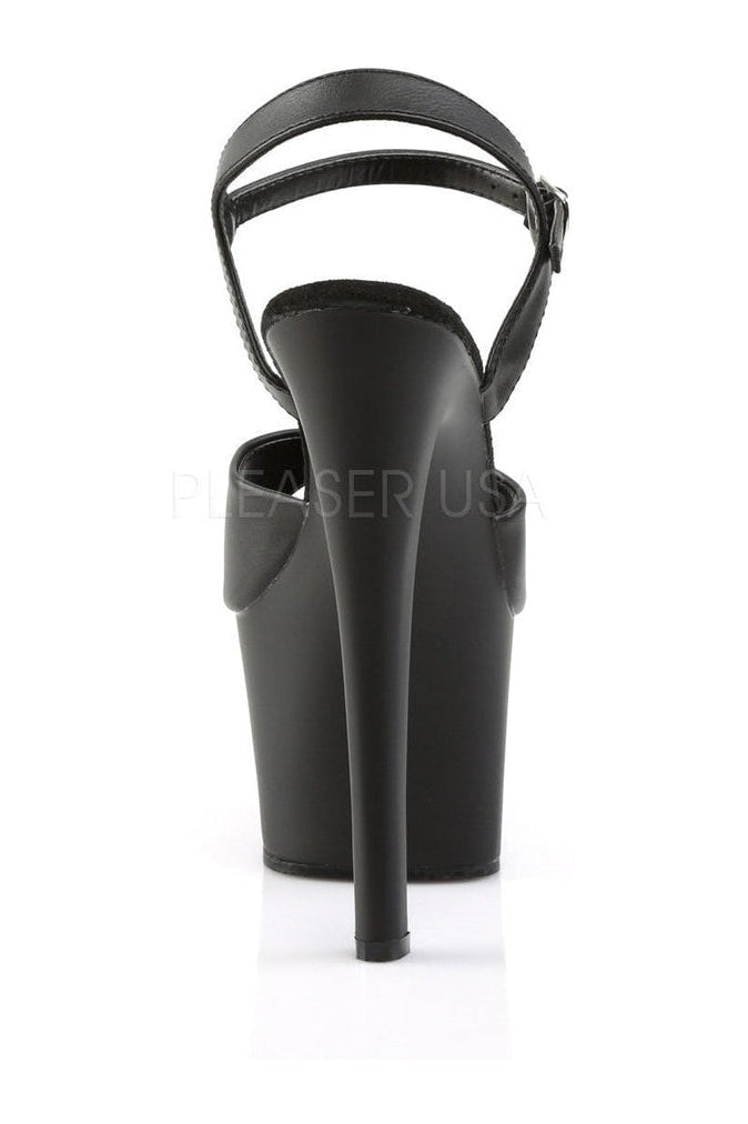 SKY-309 Platform Sandal | Black Faux Leather-Pleaser-Sandals-SEXYSHOES.COM