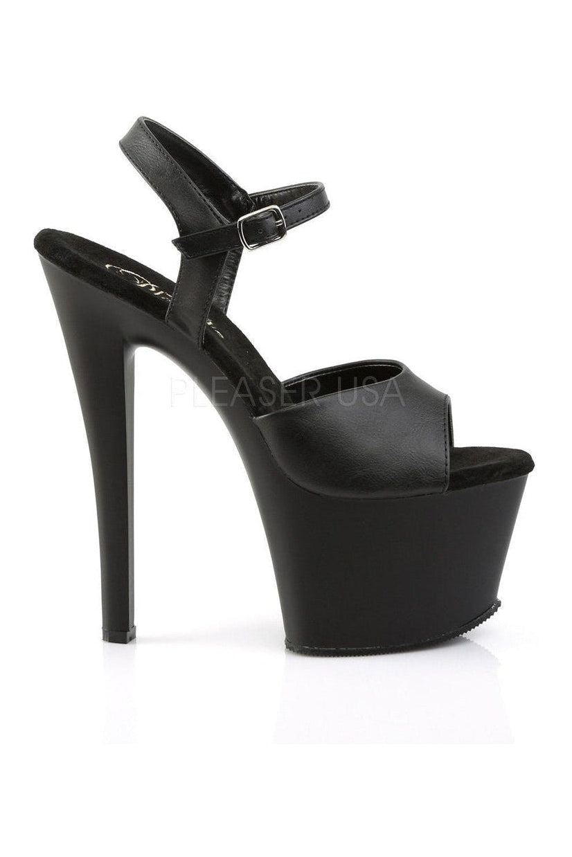 Pleaser SKY-309 Platform Sandal in Black Faux Leather