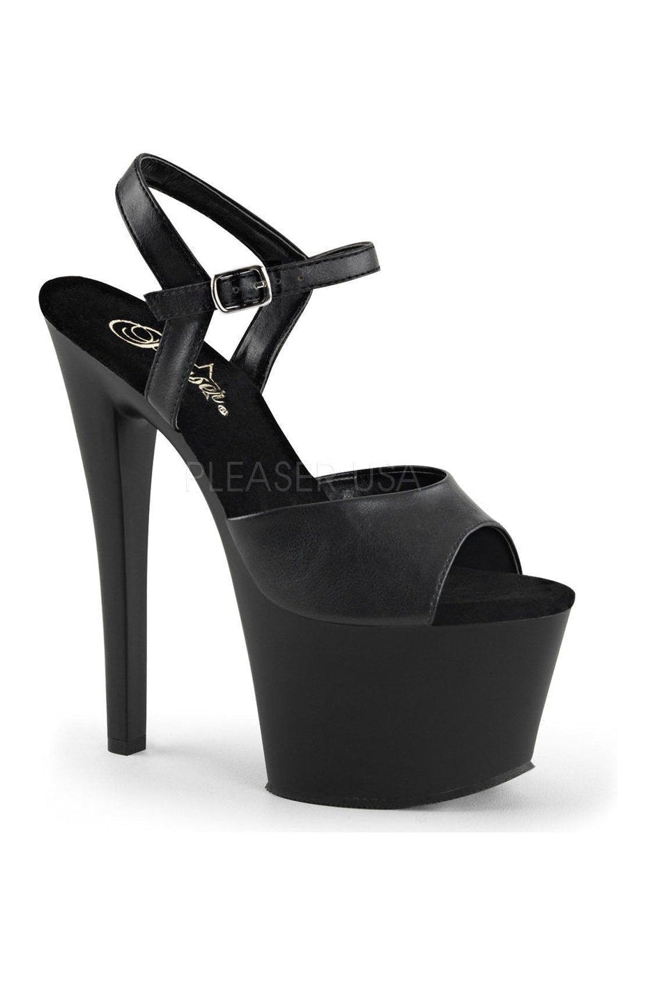 SKY-309 Platform Sandal | Black Faux Leather-Pleaser-Black-Sandals-SEXYSHOES.COM