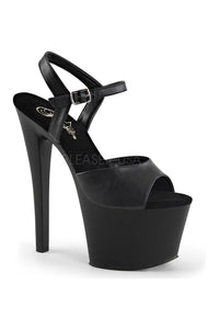 Pleaser SKY-309 Platform Sandal in Black Faux Leather from SexyShoes.com
