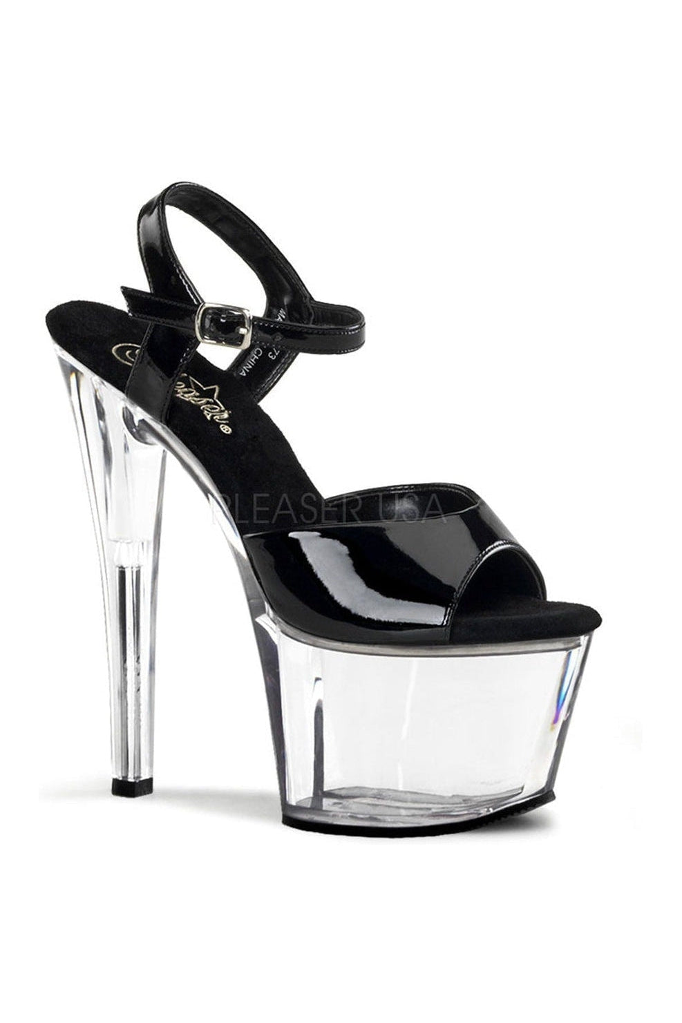 SKY-309 Platform Sandal | Black Patent-Pleaser-Black-Sandals-SEXYSHOES.COM