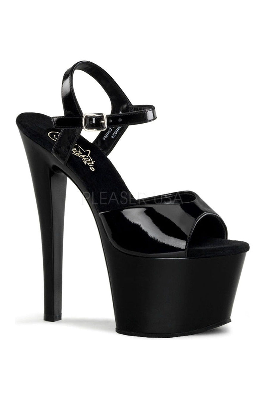 Pleaser SKY-309 Platform Sandal in Black Patent from SexyShoes.com
