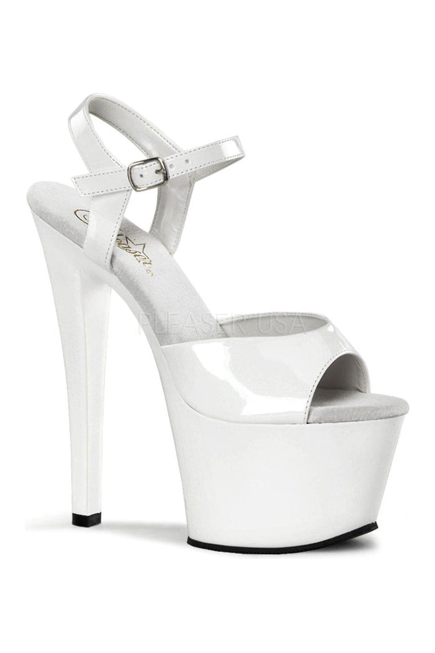 Pleaser SKY-309 Platform Sandal in White Patent from SexyShoes.com