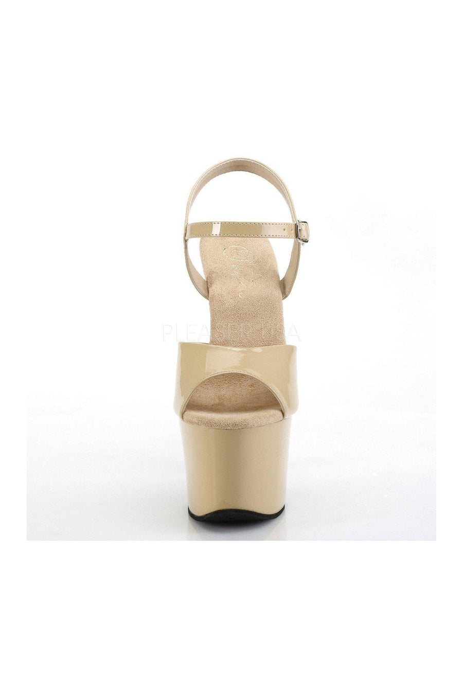 Pleaser SKY-309 Platform Sandals in Bone Patent