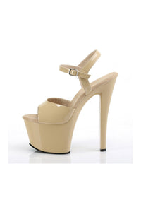 Pleaser SKY-309 Platform Sandals in Bone Patent
