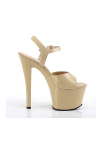 Pleaser SKY-309 Platform Sandals in Bone Patent