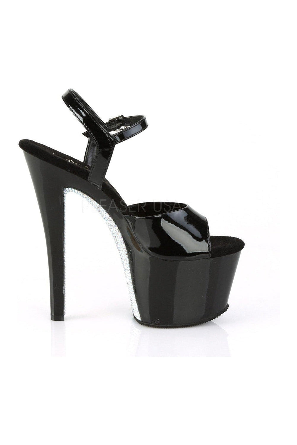 Pleaser SKY-309CRS Platform Sandal in Black Patent