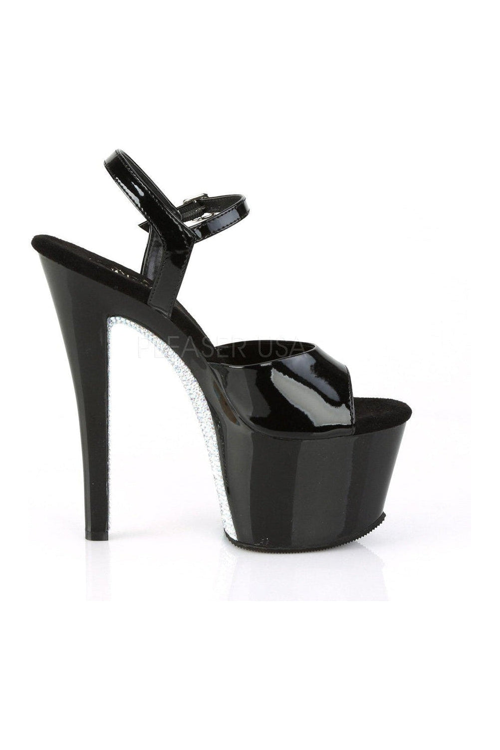 SKY-309CRS Platform Sandal | Black Patent-Pleaser-SEXYSHOES.COM