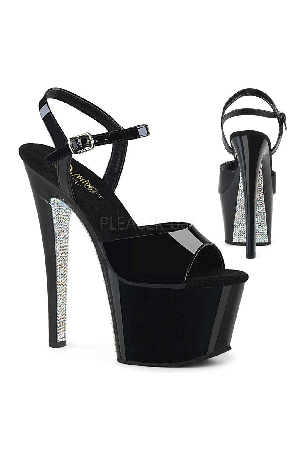 SKY-309CRS Platform Sandal | Black Patent-Pleaser-SEXYSHOES.COM