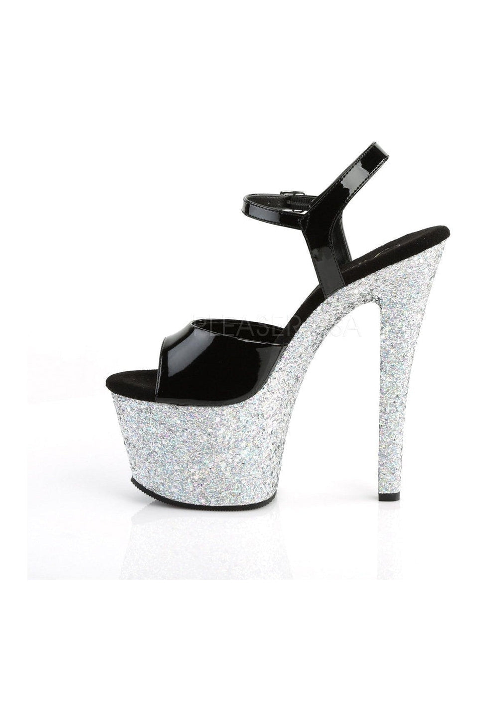 SKY-309LG Platform Sandal | Black Patent-Pleaser-Sandals-SEXYSHOES.COM