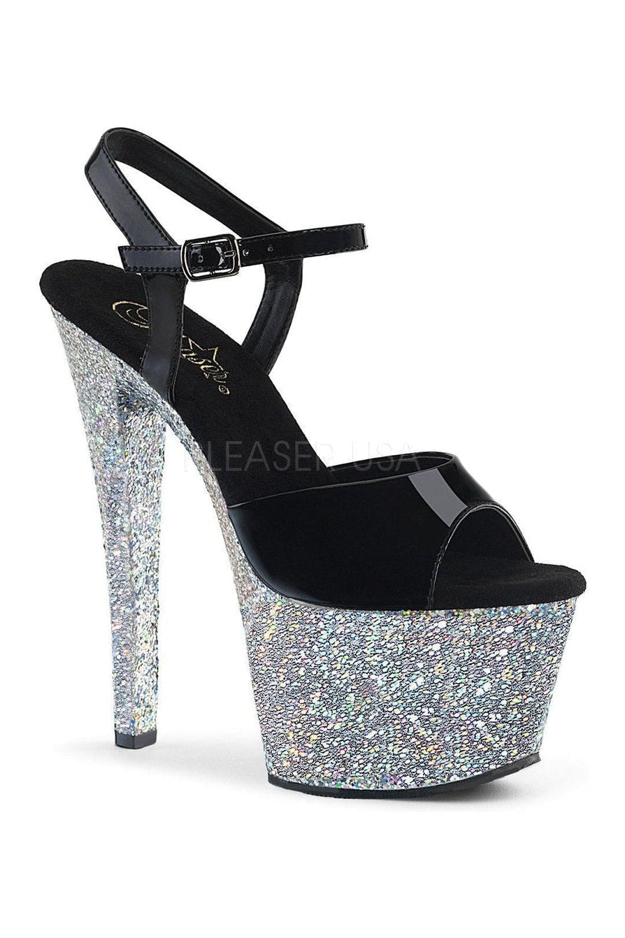 SKY-309LG Platform Sandal | Black Patent-Pleaser-Black-Sandals-SEXYSHOES.COM