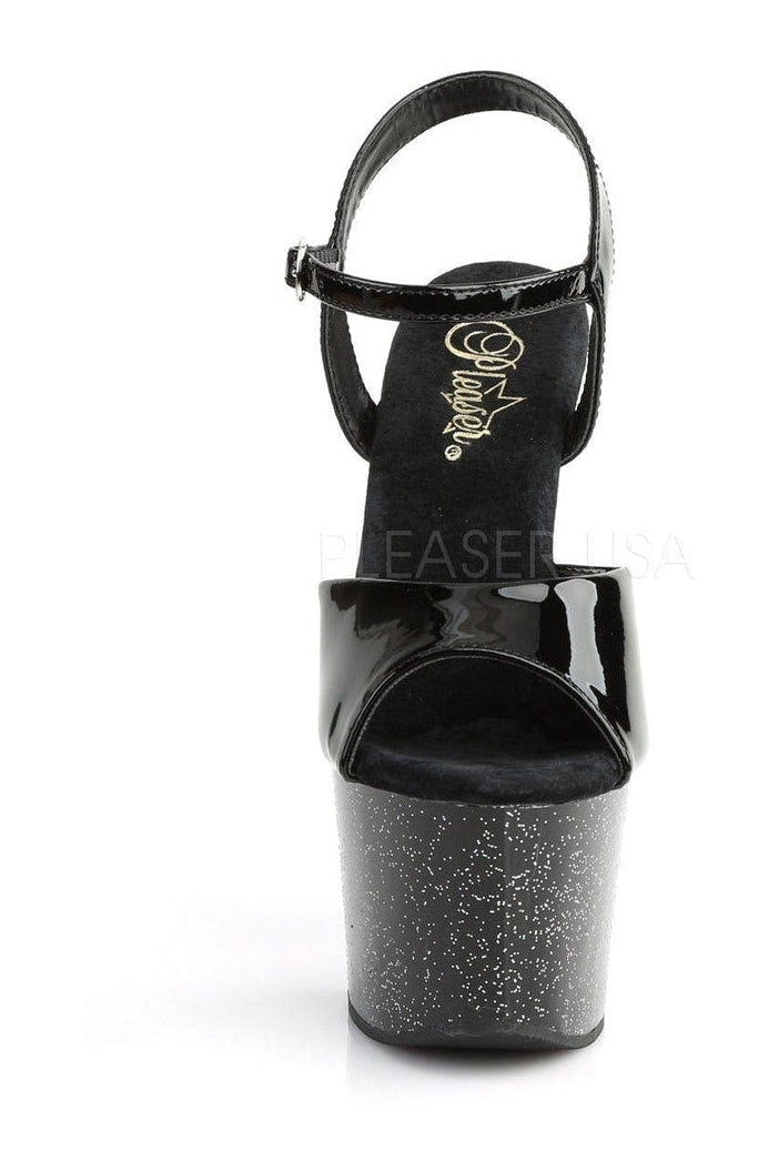 Pleaser SKY-309MG Platform Sandal in Black Patent