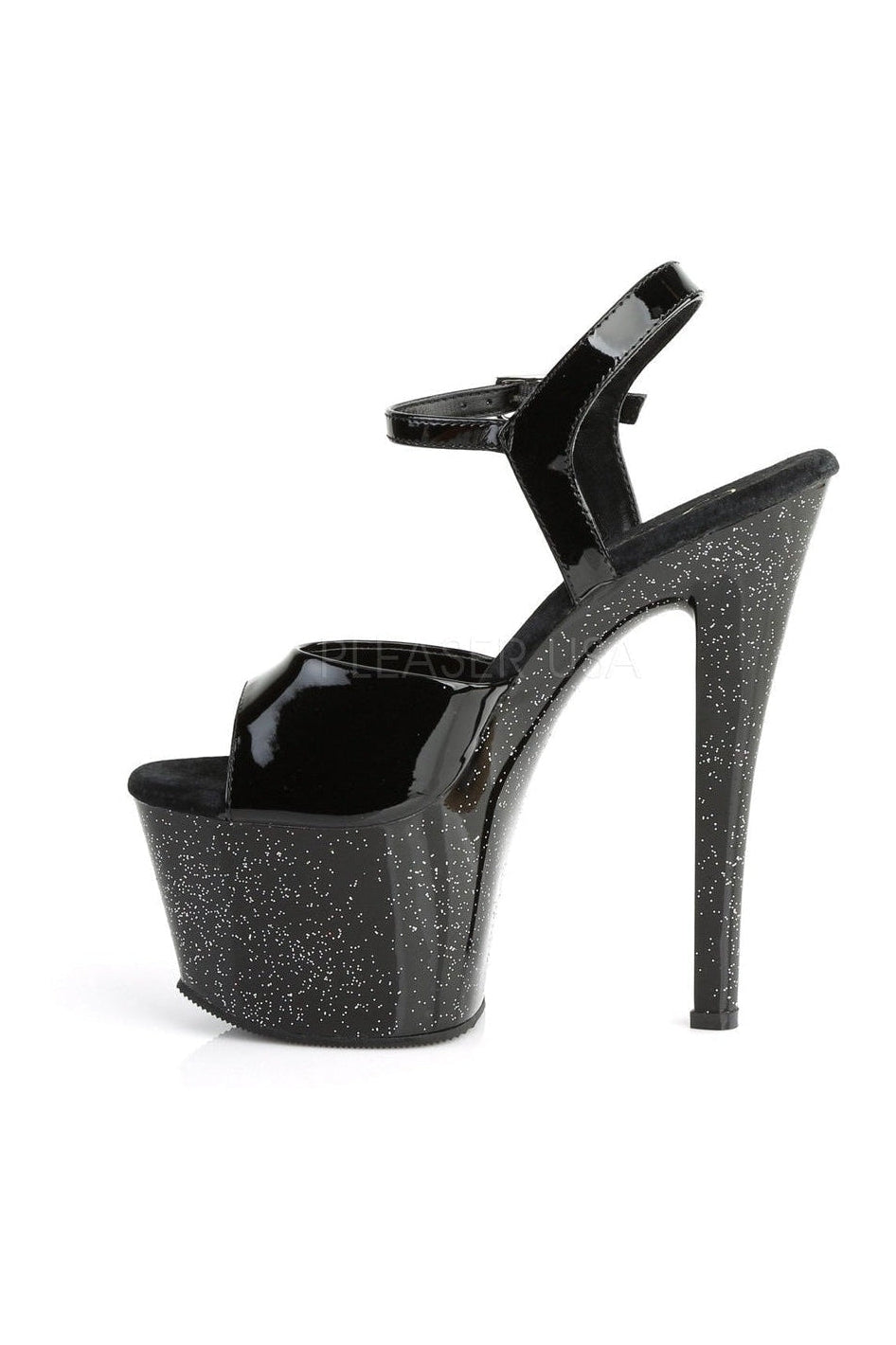 Pleaser SKY-309MG Platform Sandal in Black Patent