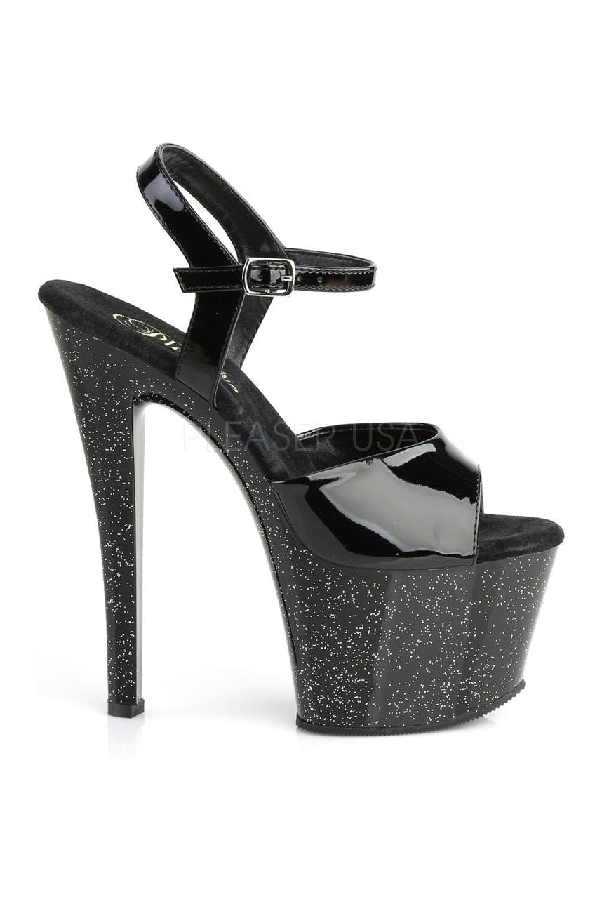 Pleaser SKY-309MG Platform Sandal in Black Patent