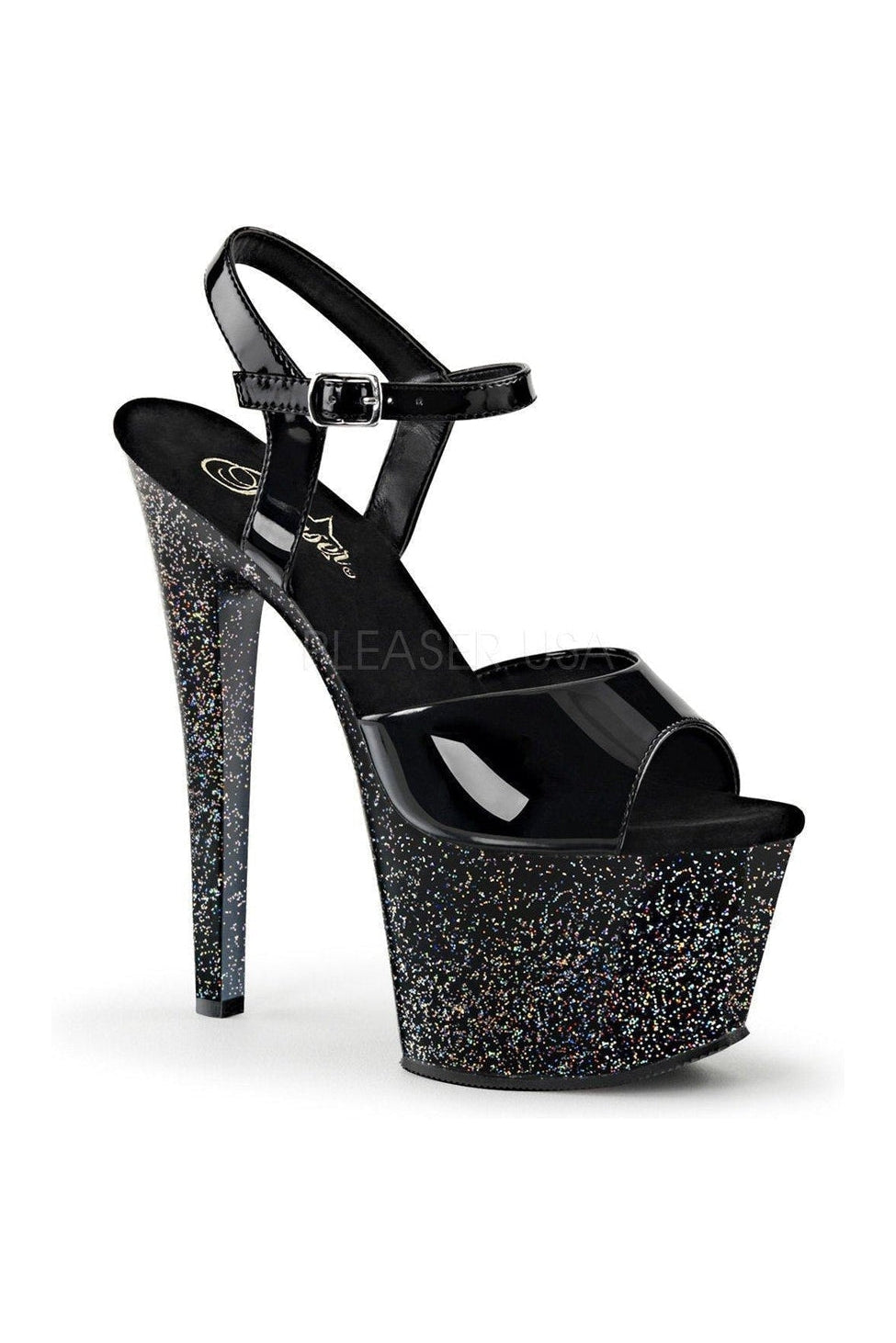 Pleaser SKY-309MG Platform Sandal in Black Patent from SexyShoes.com