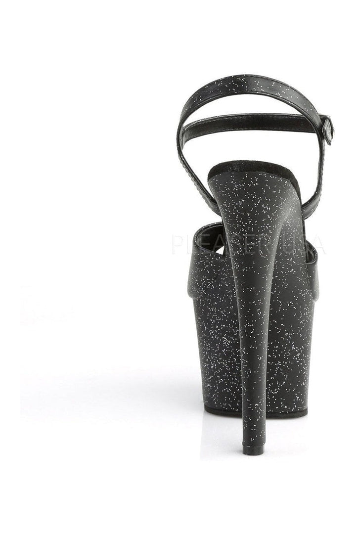SKY-309MMG Platform Sandal | Black Faux Leather-Pleaser-Sandals-SEXYSHOES.COM