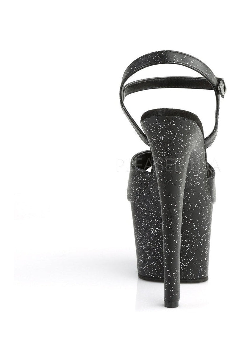 Pleaser SKY-309MMG Platform Sandal in Black Faux Leather
