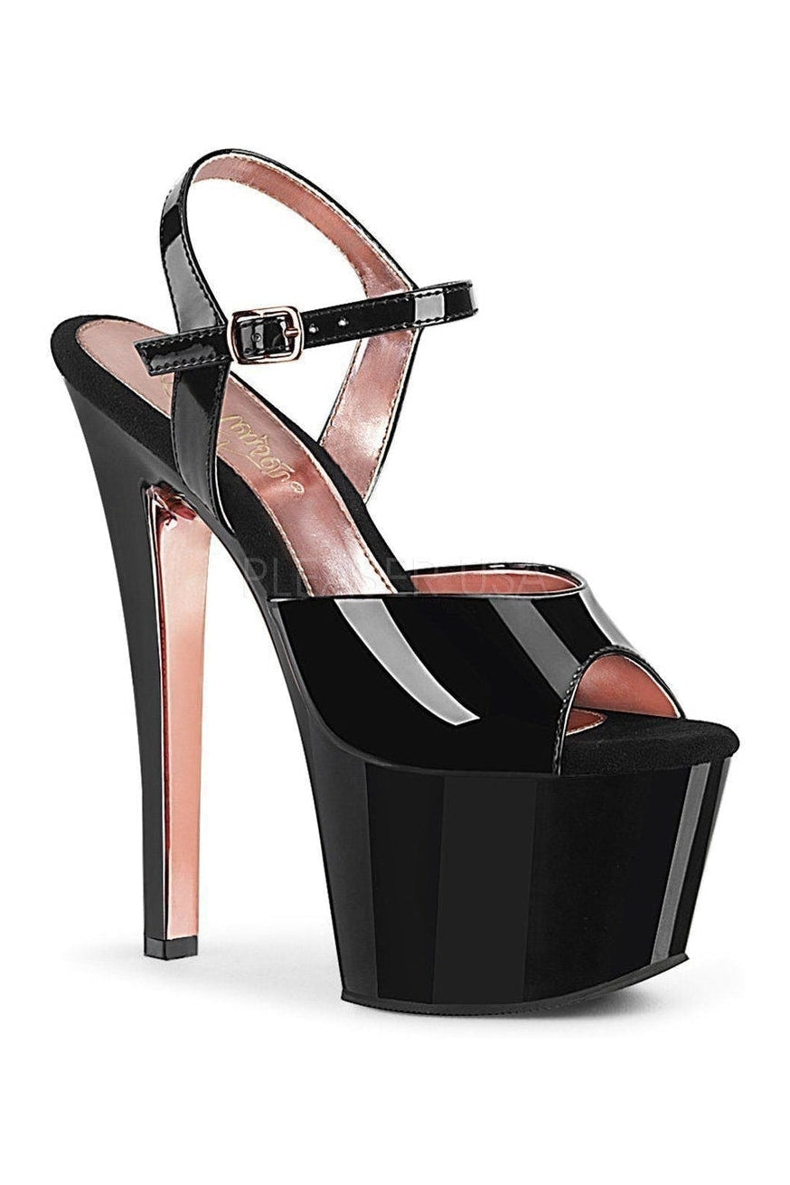 Pleaser SKY-309TT Platform Sandal in Black Patent from SexyShoes.com