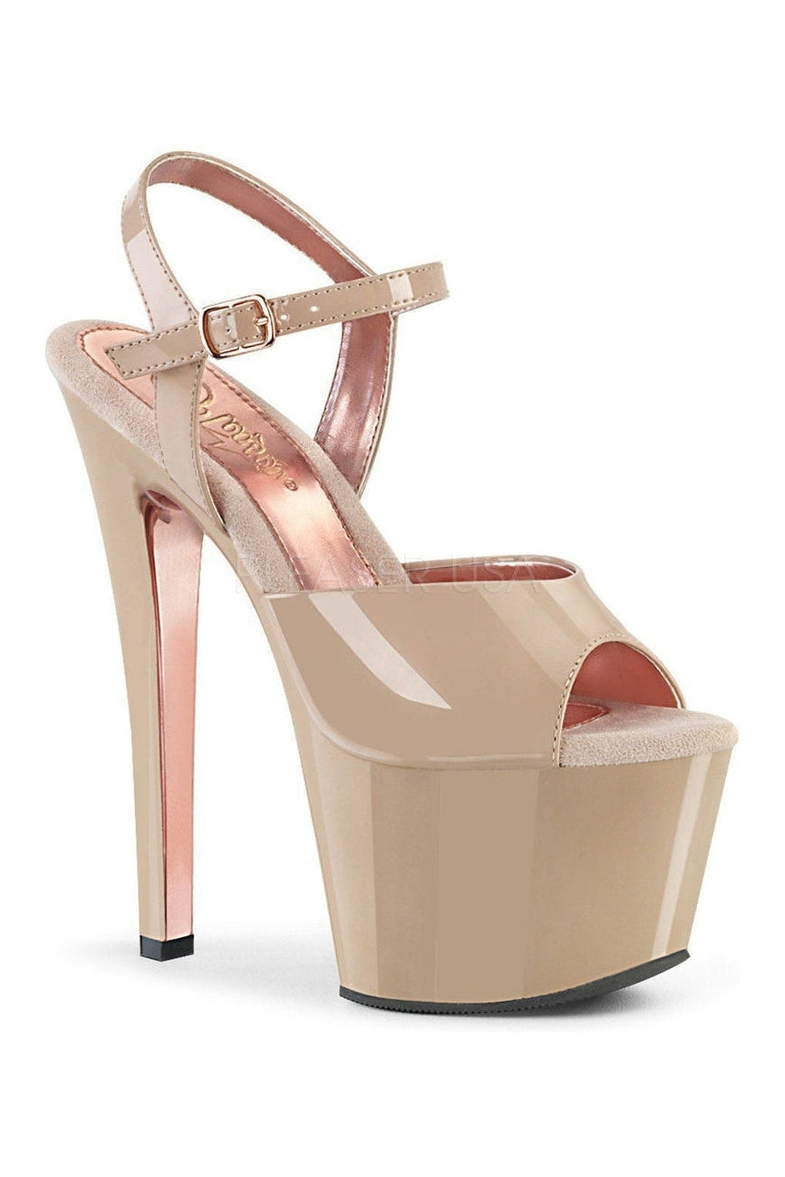 Pleaser SKY-309TT Platform Sandal in Nude Patent from SexyShoes.com