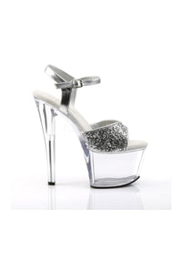 Pleaser SKY-310 Platform Sandal in Clear Glitter