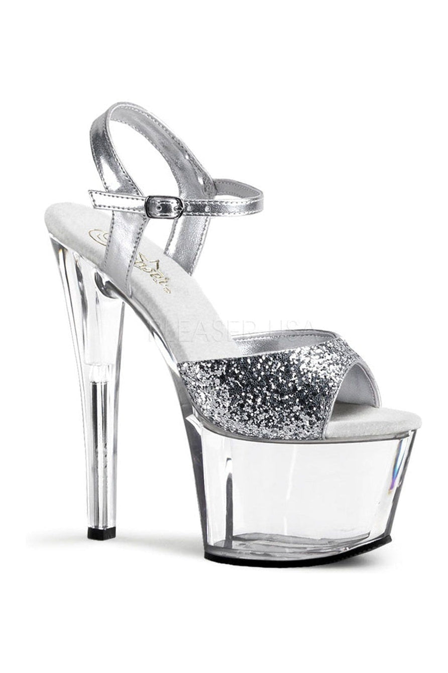 SKY-310 Platform Sandal | Clear Glitter-Pleaser-Clear-Sandals-SEXYSHOES.COM