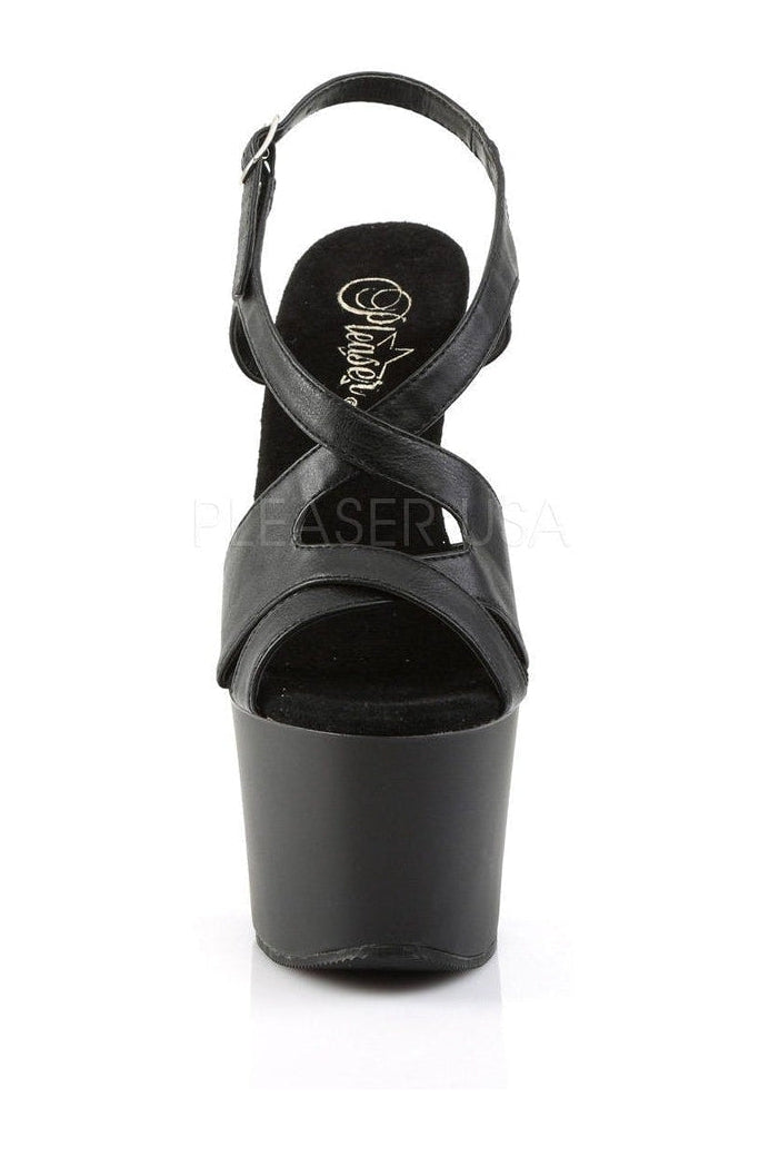 SKY-330 Platform Sandal  | Black Faux Leather