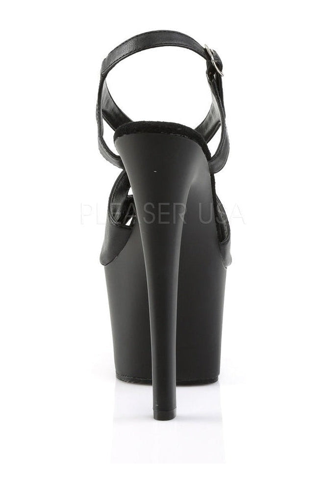 Pleaser SKY-330 Platform Sandal in Black Faux Leather